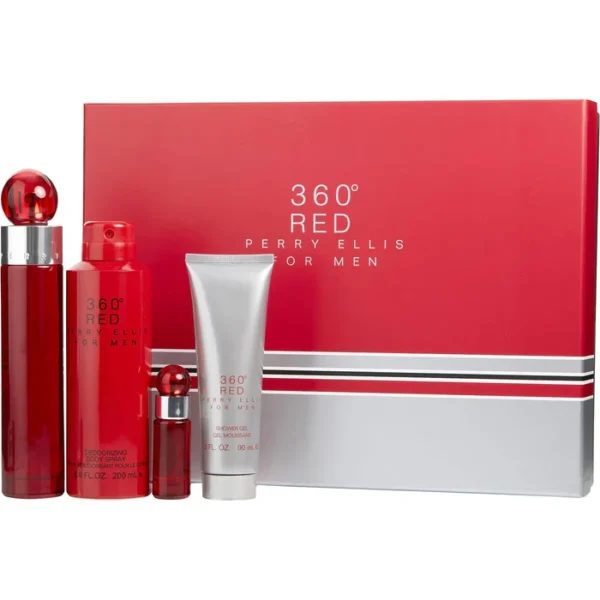 Perry Ellis 360 Red Men EDT (H) / 4 Pc SP 100 ml; BS 200 ml; SG 90 ml; SP 7.5 ml